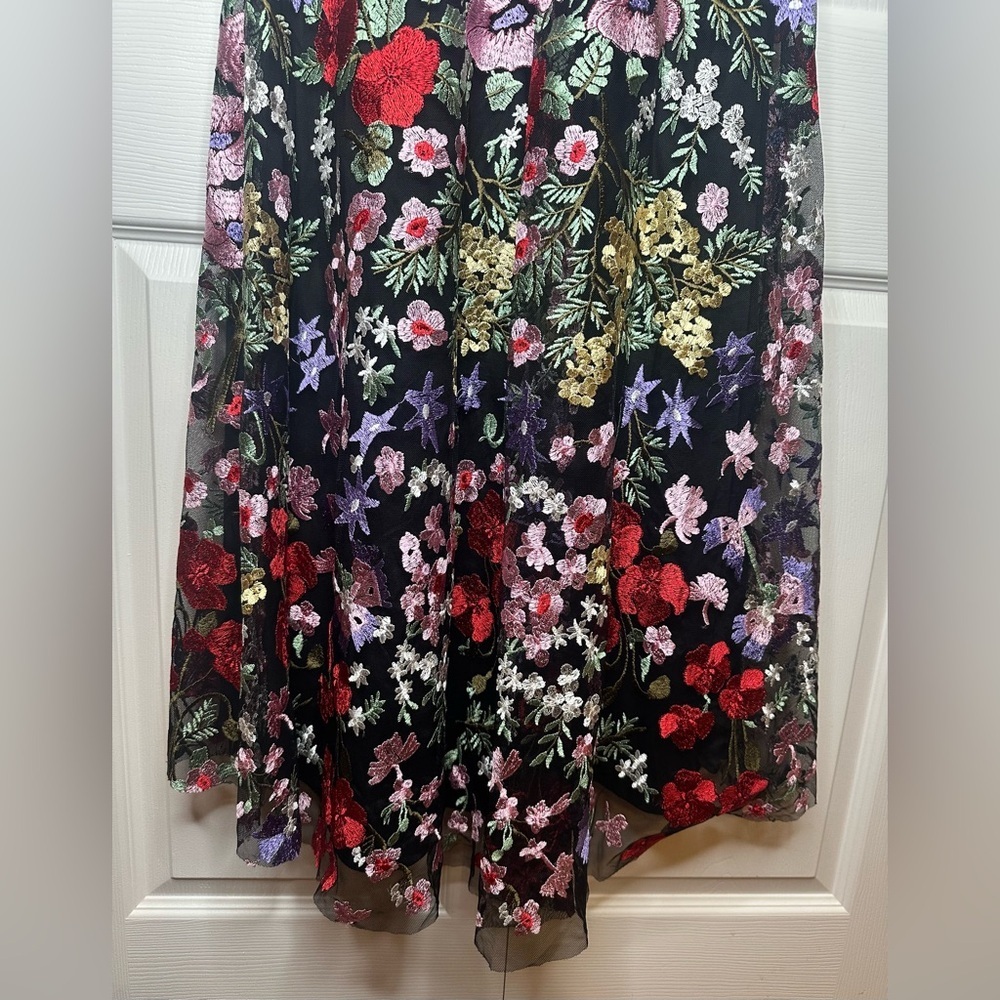 Mac Duggal Black Floral Maxi Dress with Red & Pink Accents - Picture 11 of 11